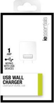 USB WALL CHARG IESSENTIALS WHT