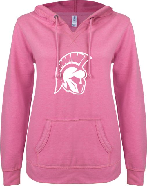 Illinois Wesleyan ENZA Ladies V Notch Raw Edge Fleece Hoodie Head Mark - ONLINE ONLY